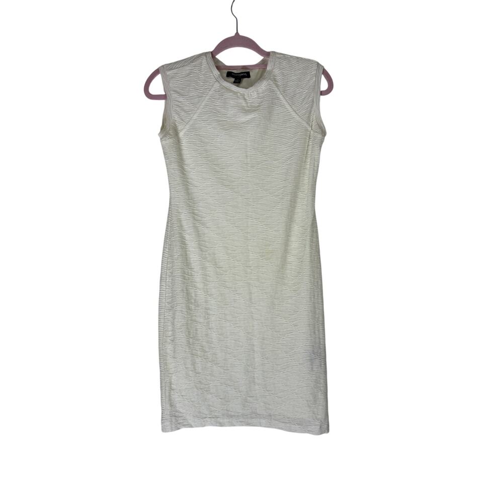 Sharagano Ivory Textured Sleeveless Stretchy Sheath Casual Mini Dress Size 4